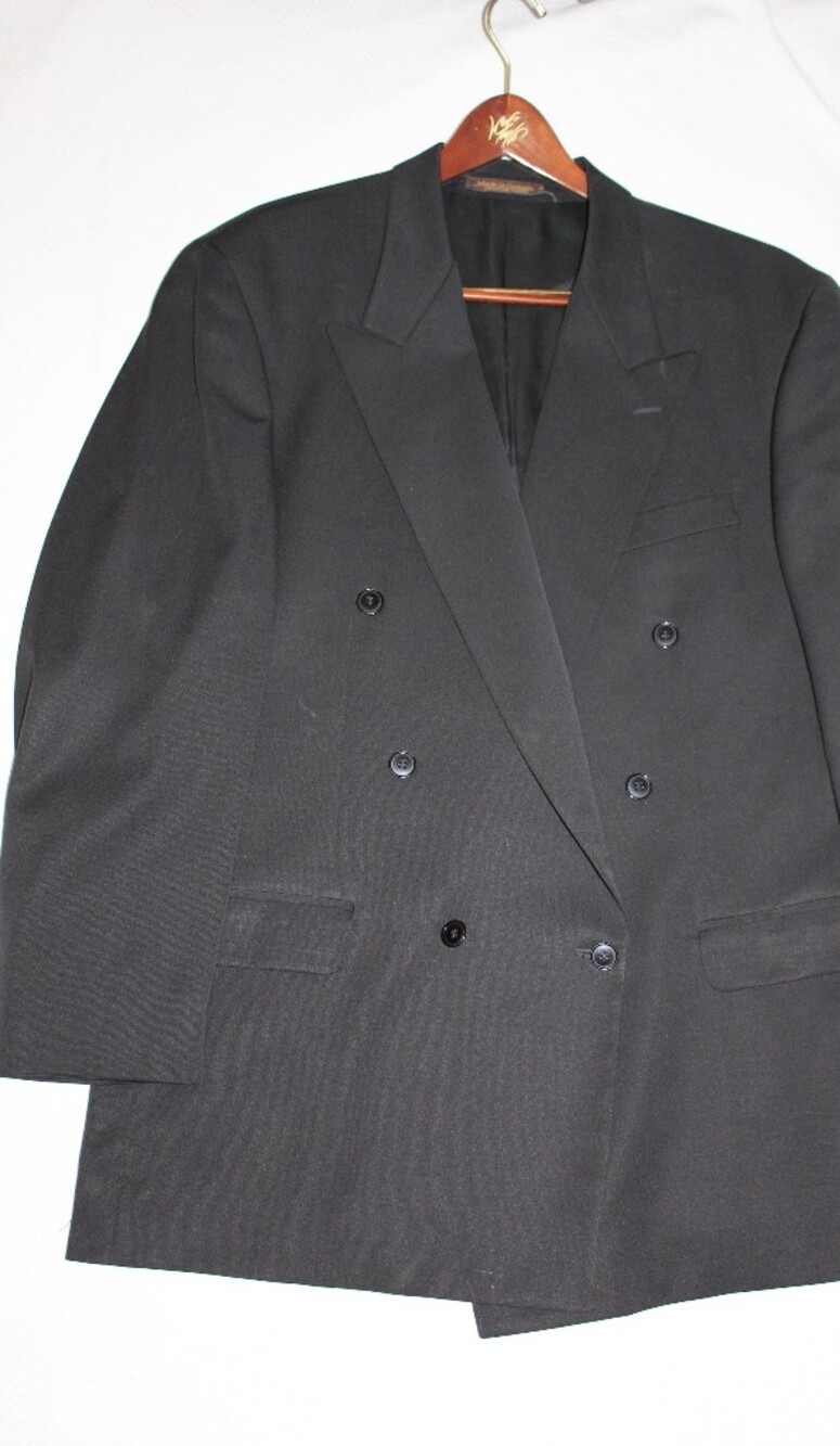 Jacobson's Blazer Mens 46T Black Wool Business Double Breasted